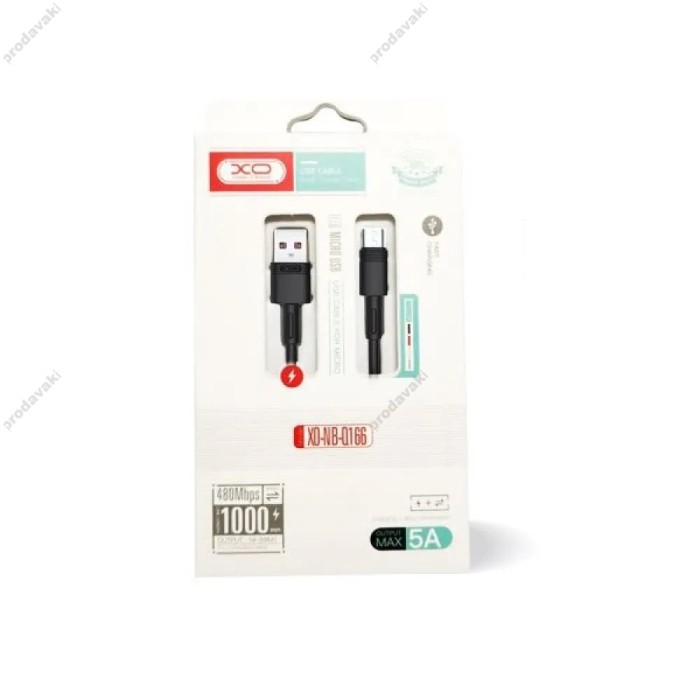 Кабель XO NB-Q166 fast charging cable USB to Type-C 5A 1m Black